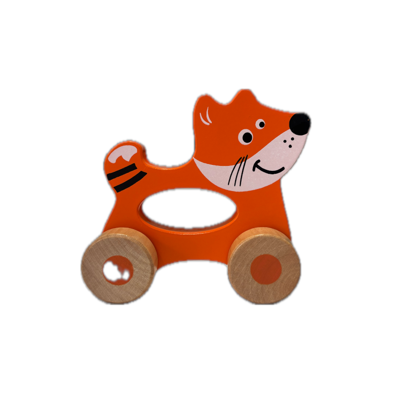 Colourful Push-Along Animal Madera Tigre Naranja